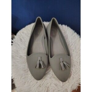 Crocs Iconic Comfort Womens Gray Rubber Slip On Flats Size 8